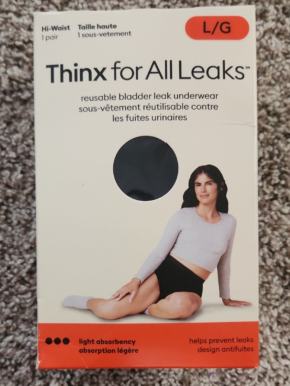 Thinx for All Leaks Hi-Waist Reusable Leakproof Panties - 1 Pair Large Black